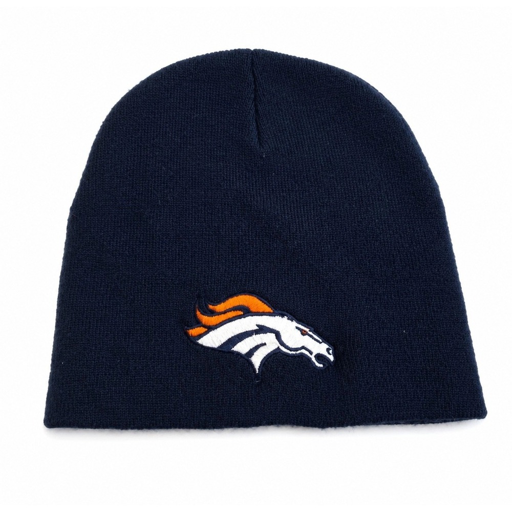 Denver Broncos NFL Navy Knit Beanie Hat Logo Embroidered Football Winter OS
